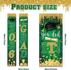 Green and Gold Graduation Decorations Class of 2026 Congrats Grad Banner and …