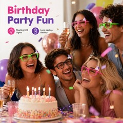 LED Light Up Unicorn Glasses for Birthday Party Glow Party Dress Up (12 Packs)