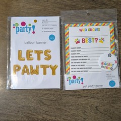 Meijer Party! Balloon Banner & Pet Party Game Set, Paw Print, Gold, Pets
