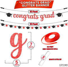 KatchOn, Red and Black Graduation Decorations 2026 – Pack Of 37 | Giant 40 Inch,