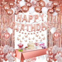 Rose Gold Happy Birthday Party Decorations for Women Girls, Happy Birthday Ba…