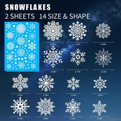 AHEONLAR 142PCS Christmas Window Static Cling Sticker, Snowflake White