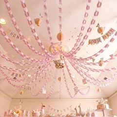 Fanfanwin 300 Sheet Gingham Paper Chain Garland Strips – 1×8 Inch DIY Pink