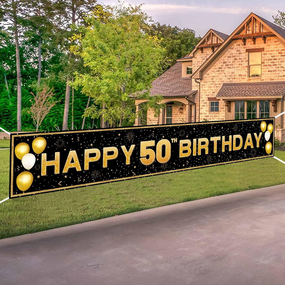 50Th Birthday Decorations for Men Women – 10Ft Black Gold 50Th Party Decorations