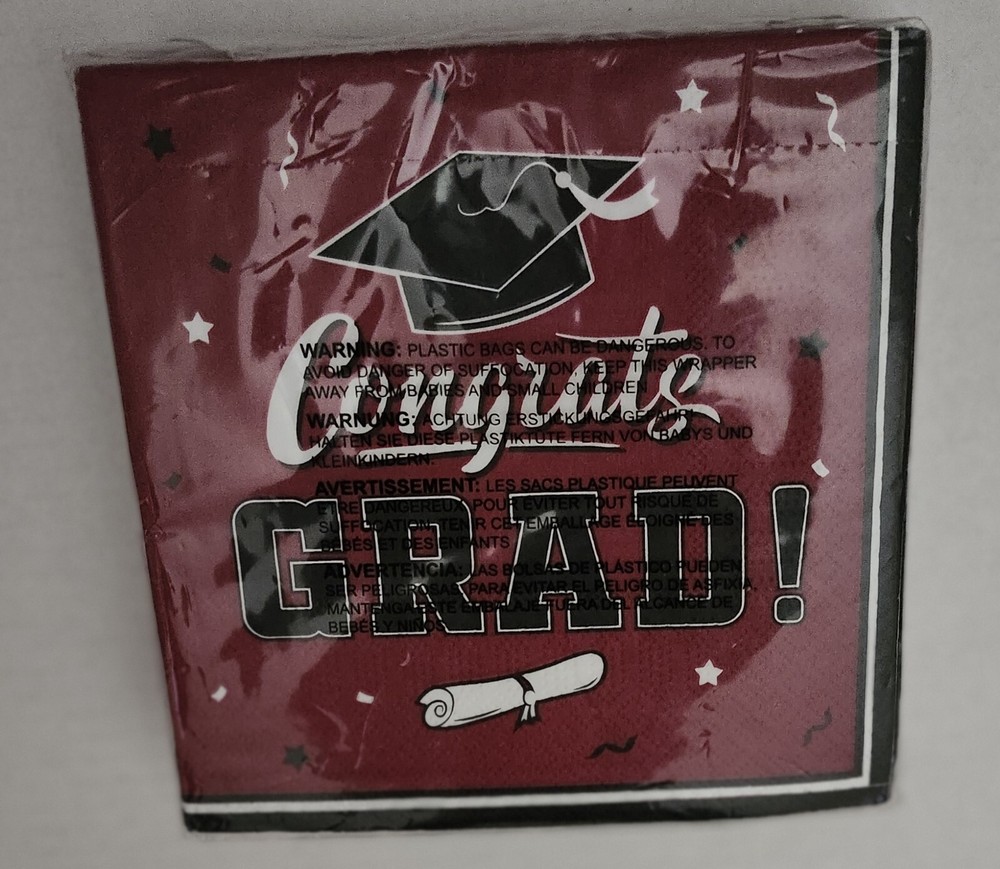 FREE 50 Congrats GRAD Maroon Graduation 2026 any year Luncheon Dinner Napkins