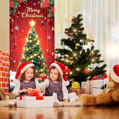 Merry Christmas Decorations Snowman Tree Snowflakes Door Cover Xmas Gift 35″x71″