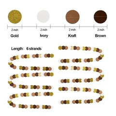 Gold Coffee Brown and Cream Paper Garland 2 inch, Gold,brown,kraft Ivory