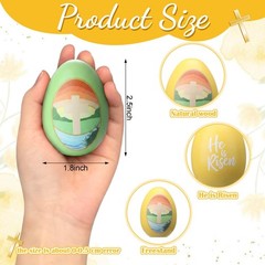 12 PCS Wooden Easter Egg Religious Decor He Is Risen Colorful Resurrection