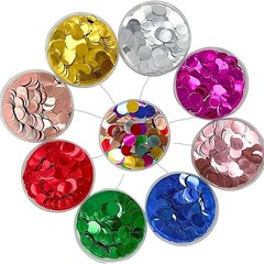 Multicolor Metallic Shiny Round Confetti 0.6 Inch Rainbow Sequin 3.52 oz