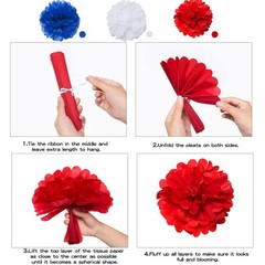 Blue White and Red Birthday Decorations, Patriotic Party Silver,white