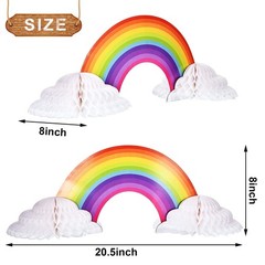 2 Pieces Rainbow Honeycomb Paper Centerpiece Rainbow Party Table Decoration C…