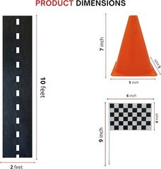 38 Pieces Set – 12 Traffic Cones With Hole on Top, 24 Checkered Flags, Racetr…