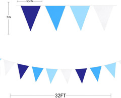 10M/32Ft Royal Blue Party Decorations Triangle Flag Pennant Bunting Fabric Garla