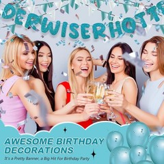 Funny Teal Glitter Birthday Banner Set – Pre-Strung for Effortless Celebrations