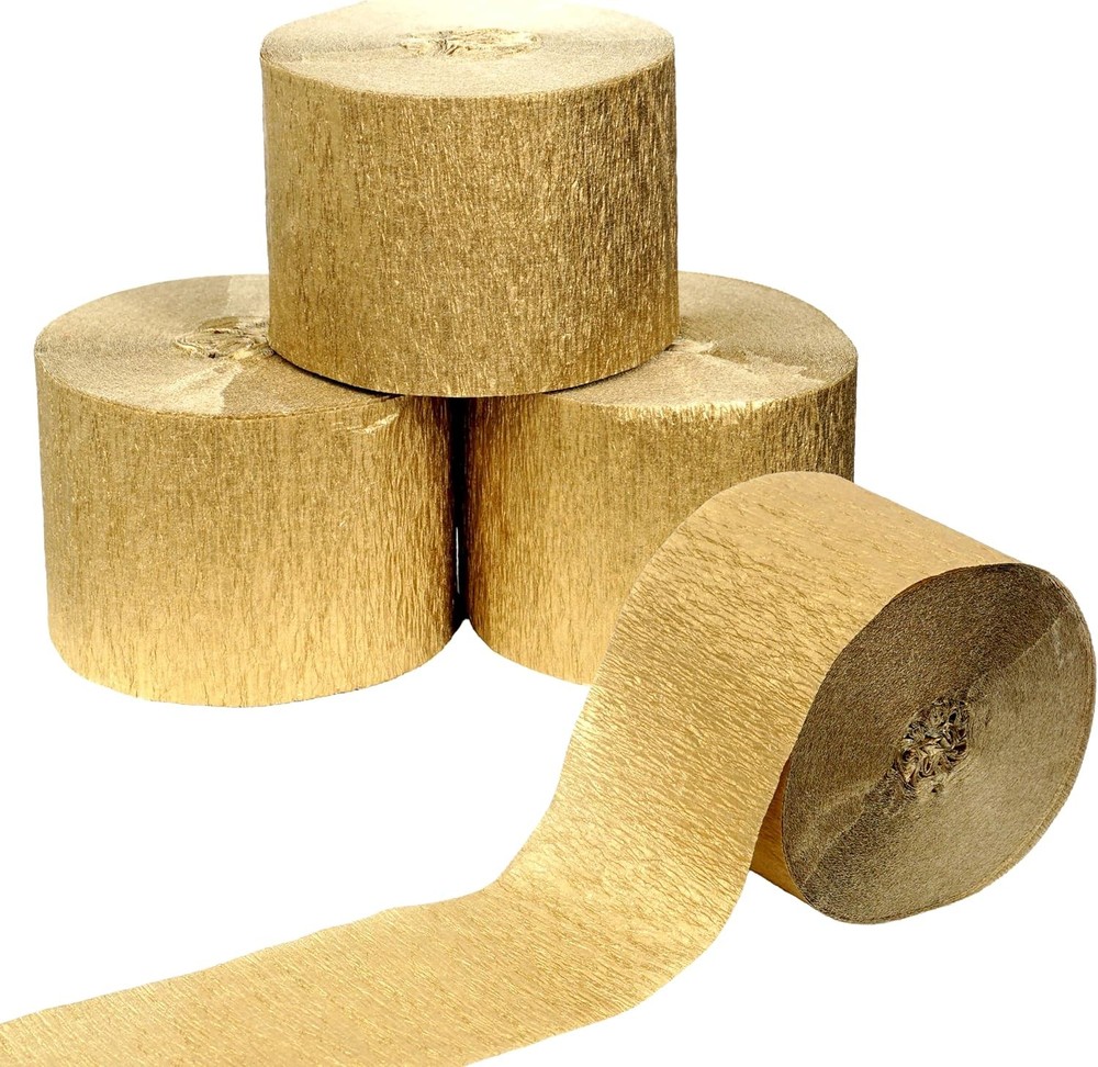 Gold Streamers 4 Rolls 328ft Gold Crepe Paper Decor