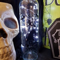 Halloween Light Up Bottle Home Decoration White Wire Lights Witch Hat Decal Boo