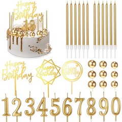 34 Pcs Happy Birthday Cake Toppers Decorations Birthday Candles DIY Cake Deco…