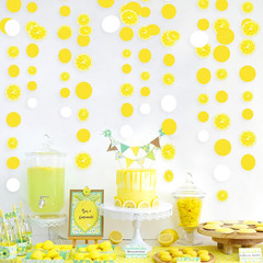 63 Ft Lemon Party Decorations Yellow White Circle Dots Garland Polka Dot Hanging