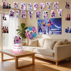 Party Decorations Set Banner Balloons Table Cover Cupcake Toppers Party Kit