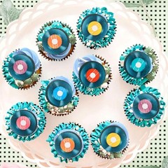 40PCS Edible Record Cupcake Toppers Record CD Cupcake Music Lover’s Birthday …