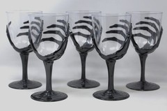5 Halloween Metallic Black Skeleton Hand Plastic Wine Glasses Goblets Party Bar