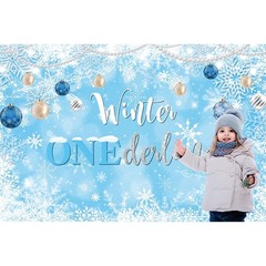 Winter Onederland Birthday Banner Snowflake Blue 70.9×43.3 Inch