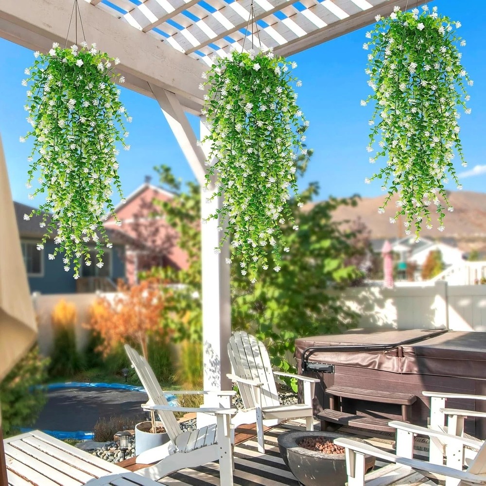 8pcs Artificial Plant Fake Eucalyptus Leaf Hanging Flowe Vine Garden Home Decor