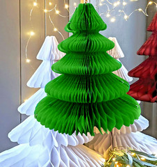 3 x Large Christmas Tree Party Green Honeycomb Paper Tablescape Table Decoration