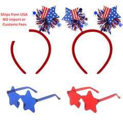 4 PCS Patriotic 1E+1 cm (width) x 15 (length) x 2 (height), Multicolor