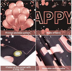 18th Birthday Decorations for Girls, Happy 18th Birthday Banner Rose Gold and Bl