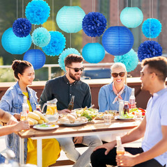 15 Pcs Navy Blue Party Decorations – Easy Assemble Tissue Paper Pom Poms & Honey