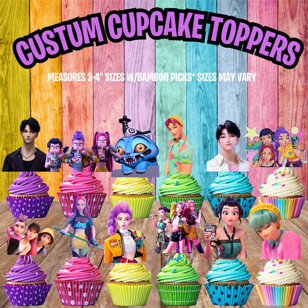 V2 KPOP ANIME FREE CUSTUM PERSOLNALIZATION CUPCAKE TOPPER PARTY demon hunters