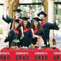 Graduation Party Tablecloth 2026 Red Plastic Class of 2026 Decorations
