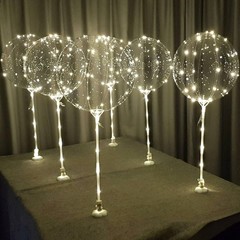 warm white 6pc LED Light up Balloon with sticks, stands and batteries, Table …