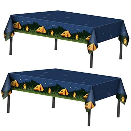 Pieces Camping Party Decorations Camping Tablecloth Plastic Rectangular 2