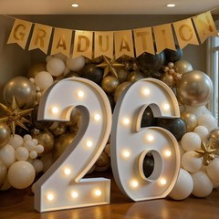 Stylish 26th Birthday Marquee Number Decor, LED Lights