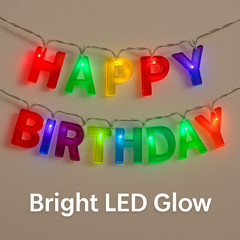 LED Light-Up Happy Birthday Banner 6.5′ Long, Battery Operated Party Decoration