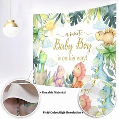 Dinosaur Baby Shower Backdrop Rawr Its a Boy Party 7x5ft (82×60 inch) Blue