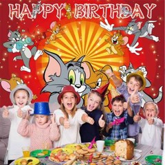Tom and Jerry Party Decorations Party Supplies Backdrop Banner Birthday Gift