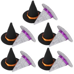 10pcs Mini Felt Witch Hats Handmade Wine Bottle Decor for DIY Hair Accessories