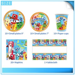 Numberblocks Birthday Decor Party Supplies Set Plates Cups Tablecloth Napkins