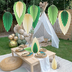 Paper Fans Party Decorations Green Paper Leaves for Decoration Paper Palm Leaves