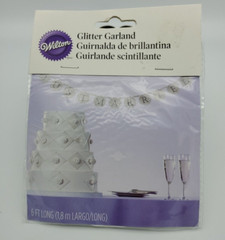«Just Married» Banner 6ft Wilton Silver Glitter Wedding Party Ribbon Pre-Strung