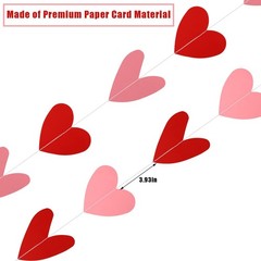 10 Pack Valentines Red Pink Heart Hanging Garland Banners Paper Heart Hanging St