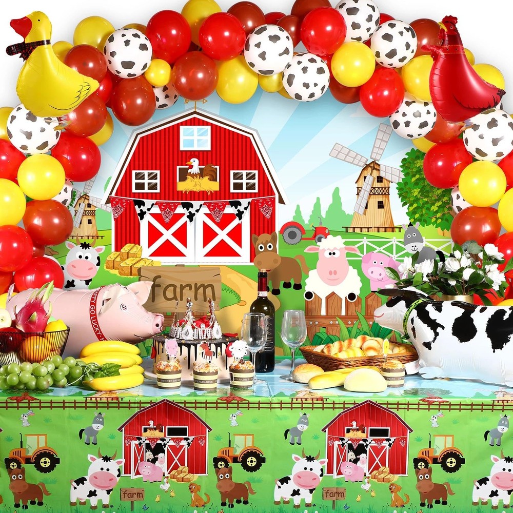 Farm Animals Theme Party Decorations Farm Barn Backdrop Banner Farmhouse Animals