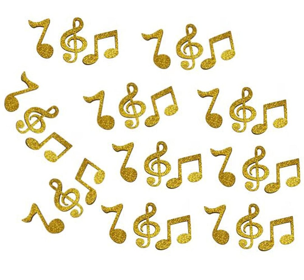 100 PCS Double Sided Gold Glitter Music Note Confetti Party Table Scatter