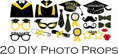 Serves 30 Complete Party Pack Congrats Grad B/White and B/yellow Party Supplies