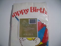 Vintage MID CENTURY Happy Birthday Party Paper Tablecloth, Boy Baseball Puppy