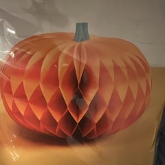 14” Honeycomb Pumpkin Paper Hanging Decoration Halloween Thanksgiving