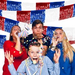 4th of July Decorations 4 Pack Tinsel Foil Fringe Garland Curtains Streamers Han